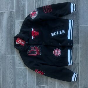 Black Varsity Jacket with Red Accents